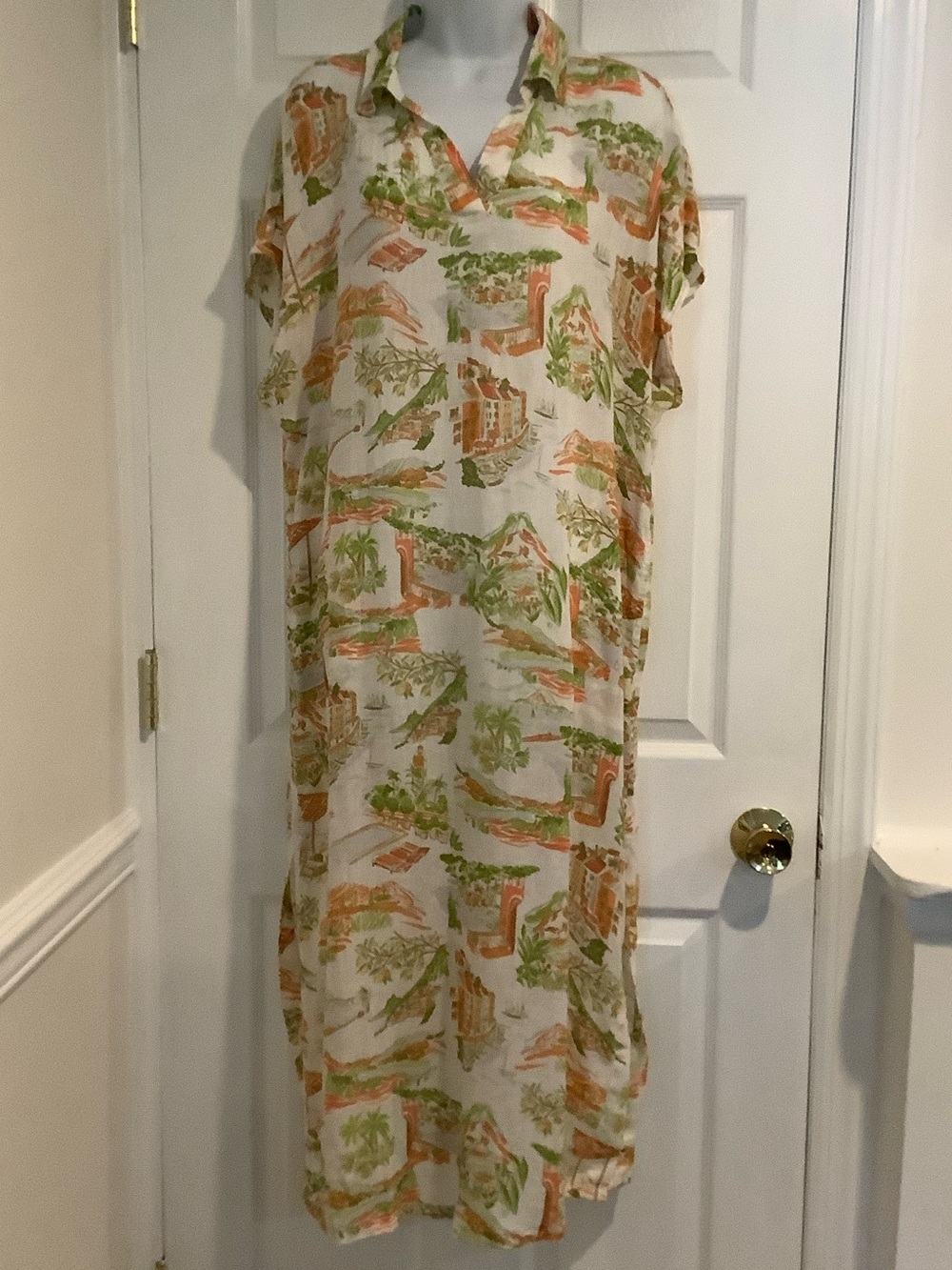 CYNTHIA ROWLEY Linen Blend Coastal Grandma Indie Euro Vacation Maxi Dress M
